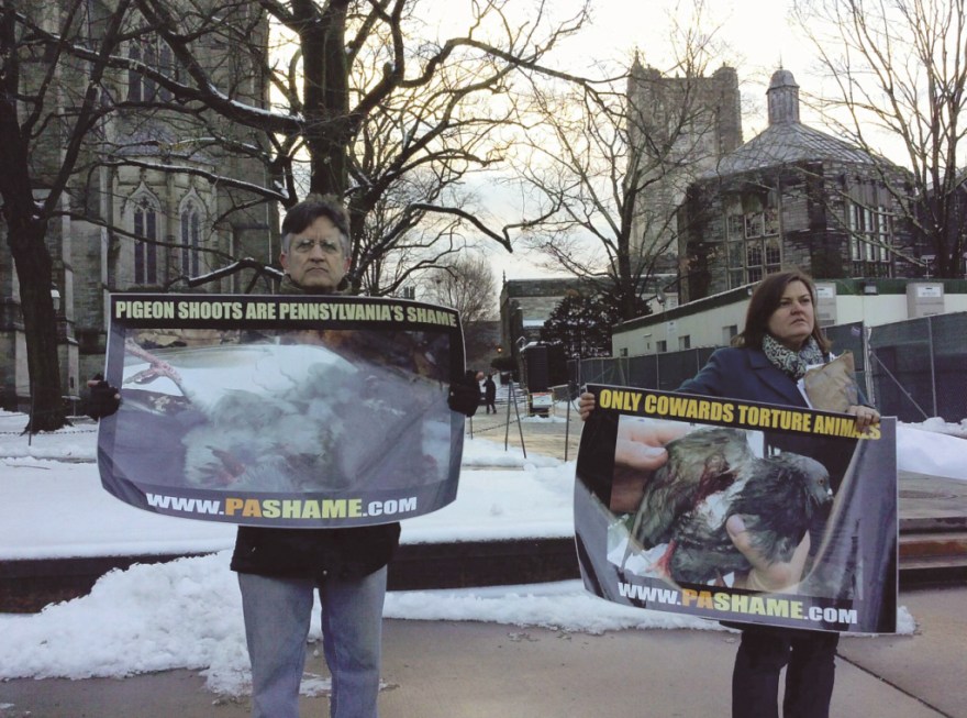 SHARK pigeon shoot protestors at Princeton University.
